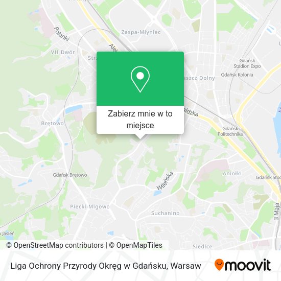 Mapa Liga Ochrony Przyrody Okręg w Gdańsku