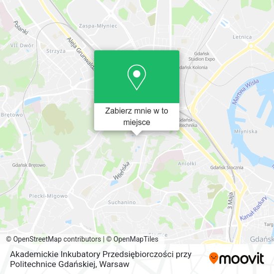 Mapa Akademickie Inkubatory Przedsiębiorczości przy Politechnice Gdańskiej