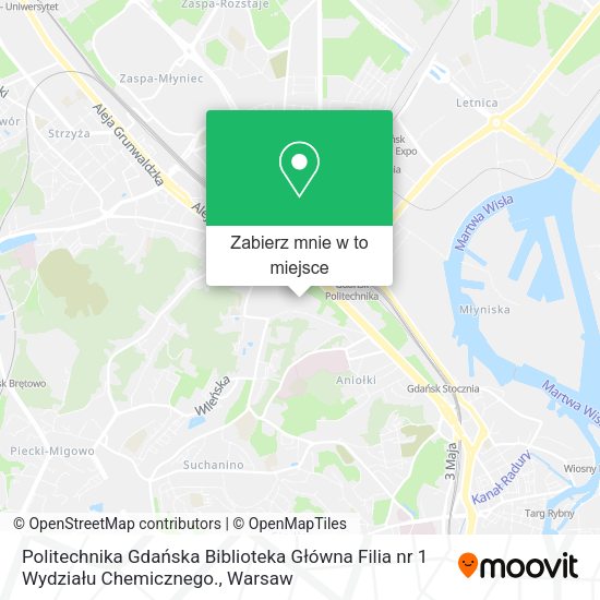 Mapa Politechnika Gdańska Biblioteka Główna Filia nr 1 Wydziału Chemicznego.