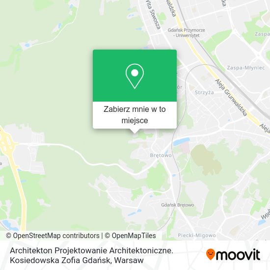 Mapa Architekton Projektowanie Architektoniczne. Kosiedowska Zofia Gdańsk