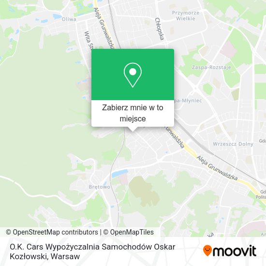 Mapa O.K. Cars Wypożyczalnia Samochodów Oskar Kozłowski