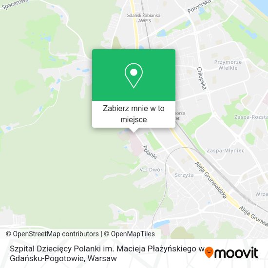 Mapa Szpital Dziecięcy Polanki im. Macieja Płażyńskiego w Gdańsku-Pogotowie