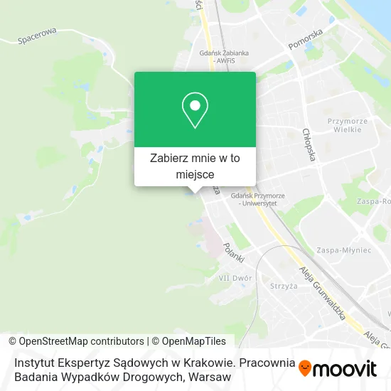 Mapa Instytut Ekspertyz Sądowych w Krakowie. Pracownia Badania Wypadków Drogowych