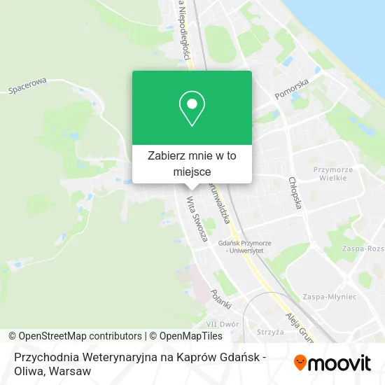 Mapa Przychodnia Weterynaryjna na Kaprów Gdańsk - Oliwa