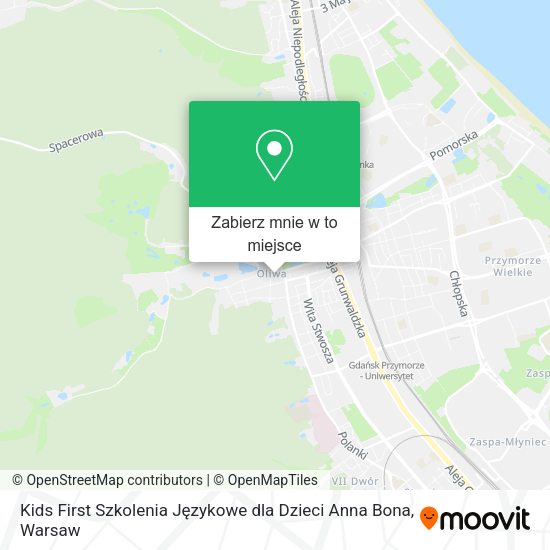 Mapa Kids First Szkolenia Językowe dla Dzieci Anna Bona