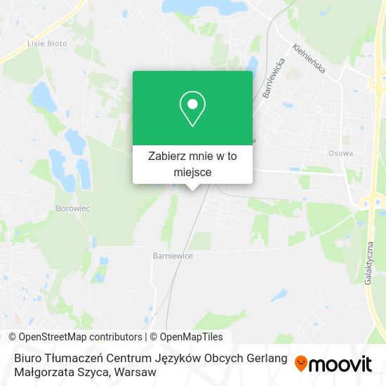 Mapa Biuro Tłumaczeń Centrum Języków Obcych Gerlang Małgorzata Szyca