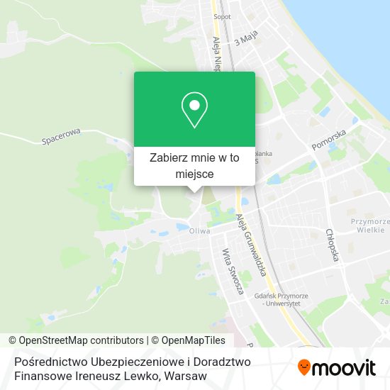 Mapa Pośrednictwo Ubezpieczeniowe i Doradztwo Finansowe Ireneusz Lewko