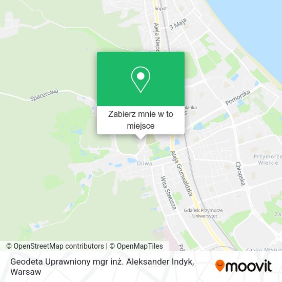 Mapa Geodeta Uprawniony mgr inż. Aleksander Indyk