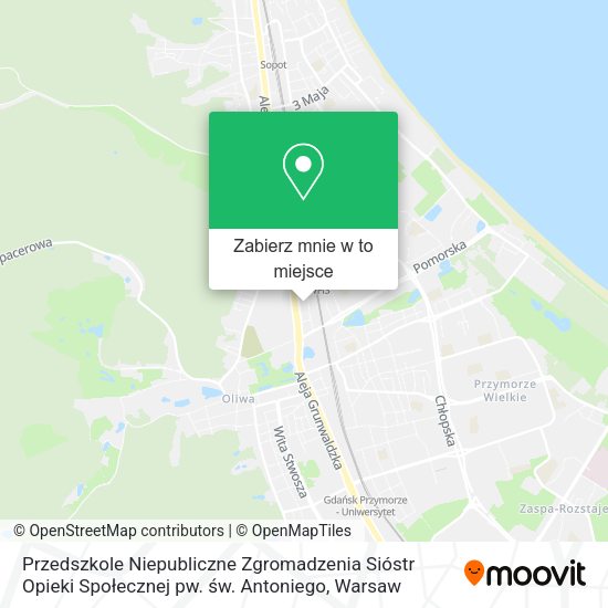 Mapa Przedszkole Niepubliczne Zgromadzenia Sióstr Opieki Społecznej pw. św. Antoniego