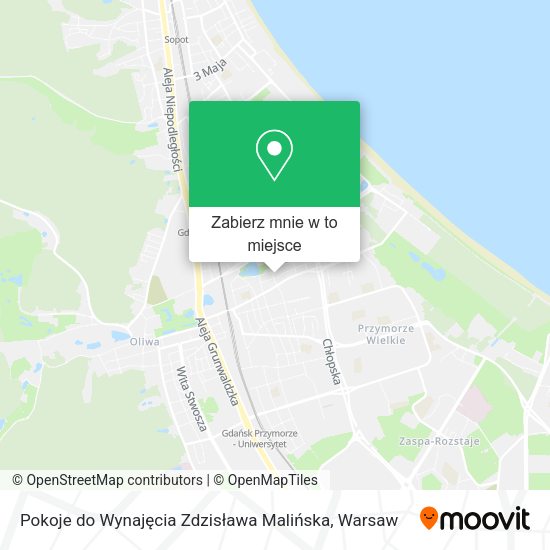 Mapa Pokoje do Wynajęcia Zdzisława Malińska