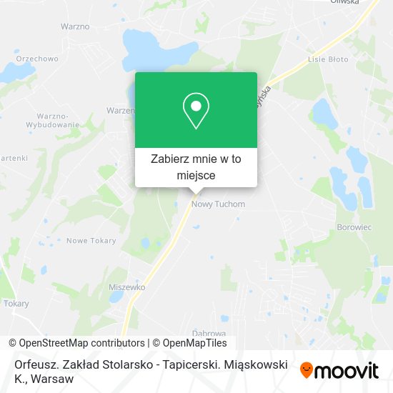 Mapa Orfeusz. Zakład Stolarsko - Tapicerski. Miąskowski K.