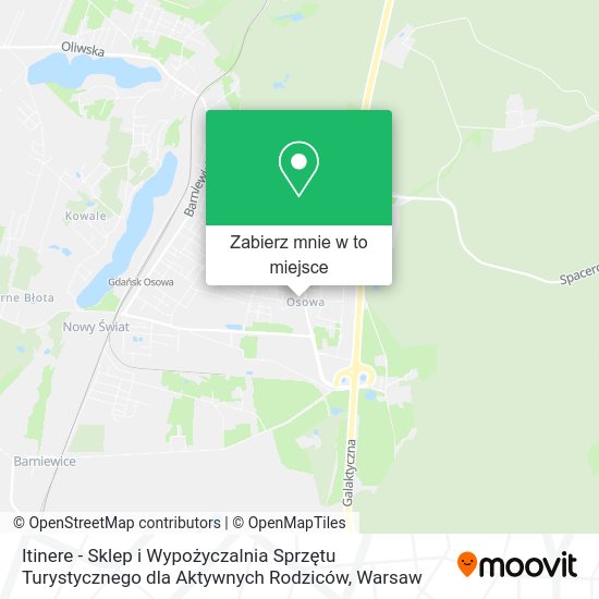 Mapa Itinere - Sklep i Wypożyczalnia Sprzętu Turystycznego dla Aktywnych Rodziców