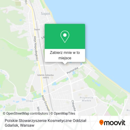 Mapa Polskie Stowarzyszenie Kosmetyczne Oddział Gdańsk