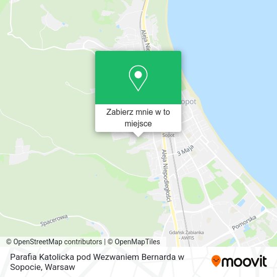 Mapa Parafia Katolicka pod Wezwaniem Bernarda w Sopocie