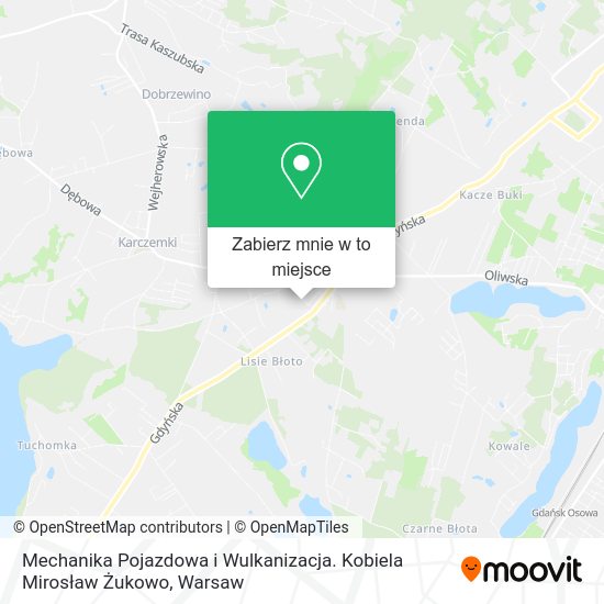 Mapa Mechanika Pojazdowa i Wulkanizacja. Kobiela Mirosław Żukowo