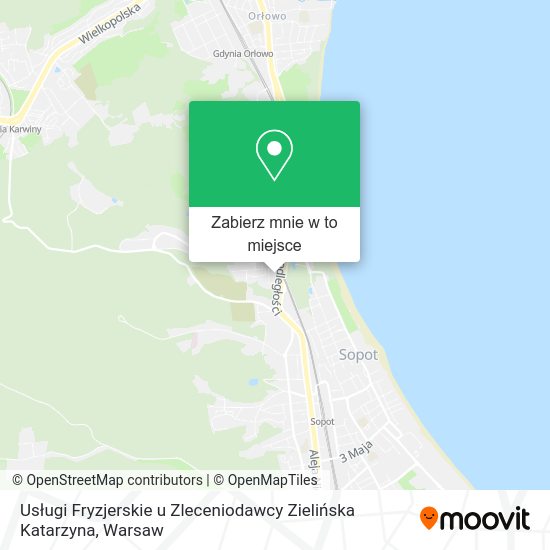 Mapa Usługi Fryzjerskie u Zleceniodawcy Zielińska Katarzyna