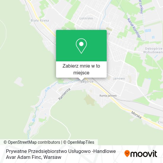 Mapa Prywatne Przedsiębiorstwo Usługowo -Handlowe Avar Adam Finc