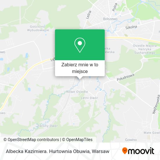 Mapa Albecka Kazimiera. Hurtownia Obuwia