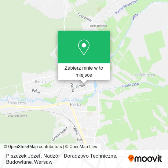 Mapa Piszczek Józef. Nadzór i Doradztwo Techniczne, Budowlane