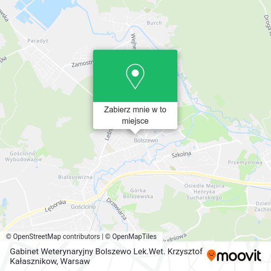 Mapa Gabinet Weterynaryjny Bolszewo Lek.Wet. Krzysztof Kałasznikow