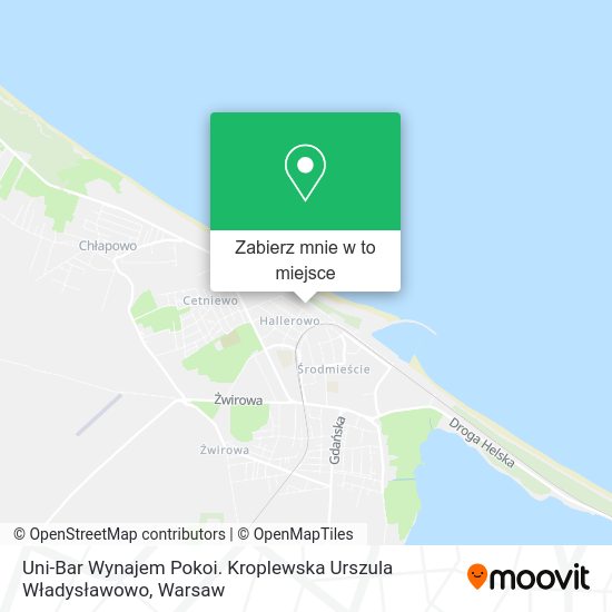 Mapa Uni-Bar Wynajem Pokoi. Kroplewska Urszula Władysławowo