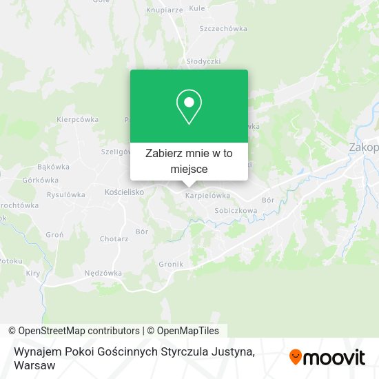 Mapa Wynajem Pokoi Gościnnych Styrczula Justyna