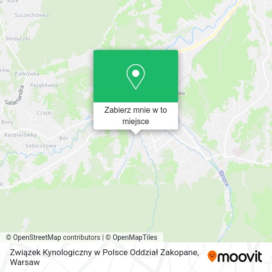 Mapa Związek Kynologiczny w Polsce Oddział Zakopane