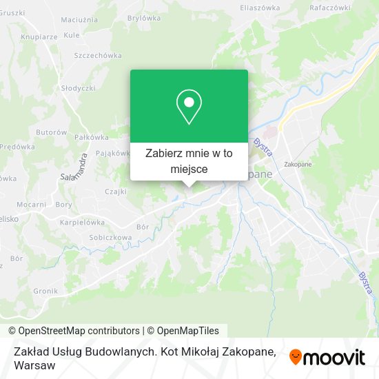 Mapa Zakład Usług Budowlanych. Kot Mikołaj Zakopane