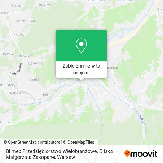 Mapa Blimex Przedsiębiorstwo Wielobranżowe. Bilska Małgorzata Zakopane