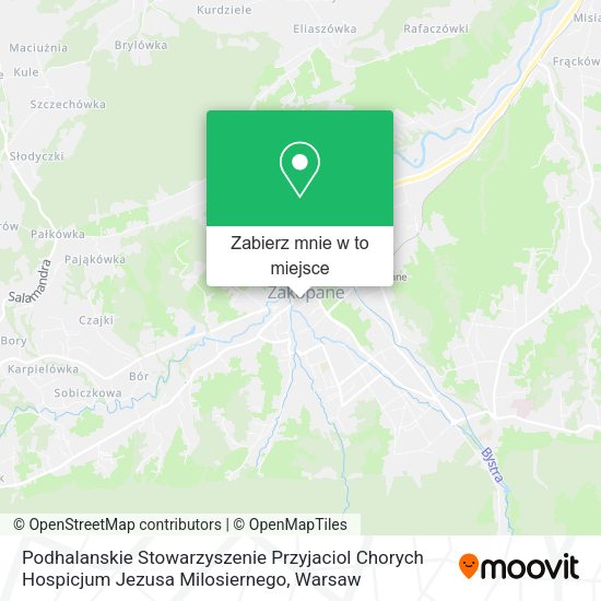 Mapa Podhalanskie Stowarzyszenie Przyjaciol Chorych Hospicjum Jezusa Milosiernego