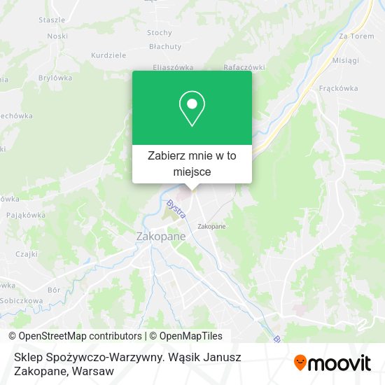 Mapa Sklep Spożywczo-Warzywny. Wąsik Janusz Zakopane