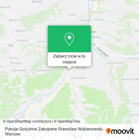 Mapa Pokoje Gościnne Zakopane Stanisław Wojtanowski