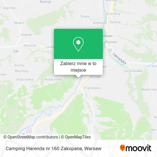 Mapa Camping Harenda nr 160 Zakopane