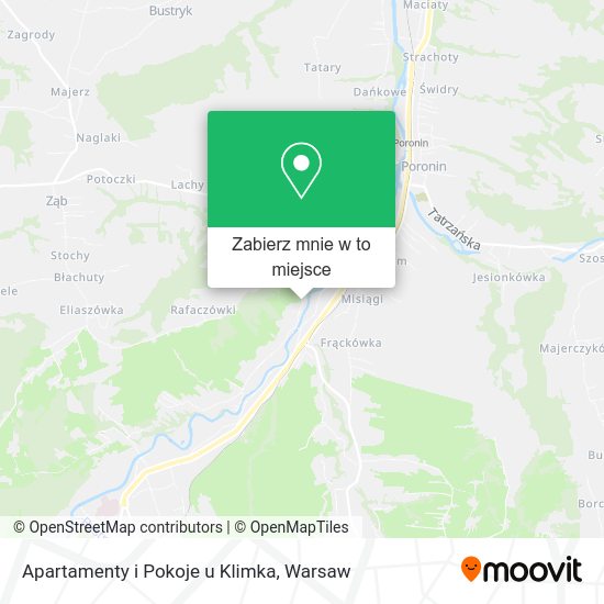 Mapa Apartamenty i Pokoje u Klimka