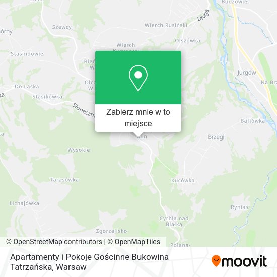 Mapa Apartamenty i Pokoje Gościnne Bukowina Tatrzańska