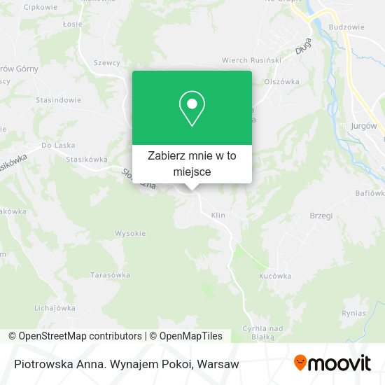 Mapa Piotrowska Anna. Wynajem Pokoi