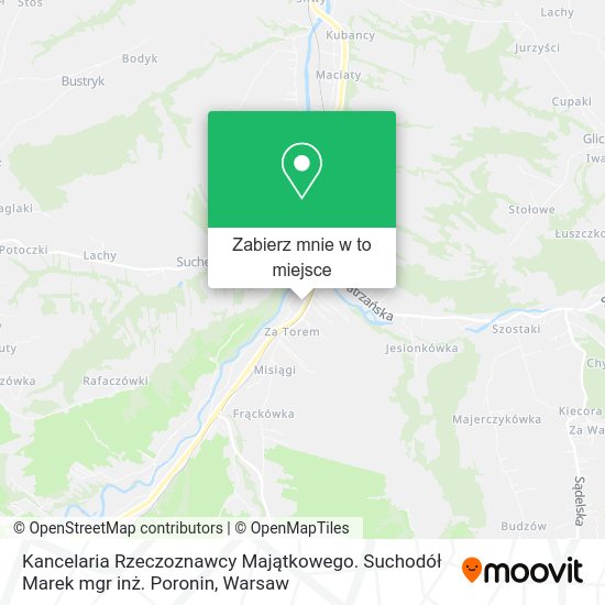 Mapa Kancelaria Rzeczoznawcy Majątkowego. Suchodół Marek mgr inż. Poronin