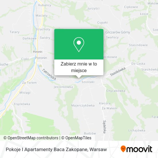 Mapa Pokoje I Apartamenty Baca Zakopane