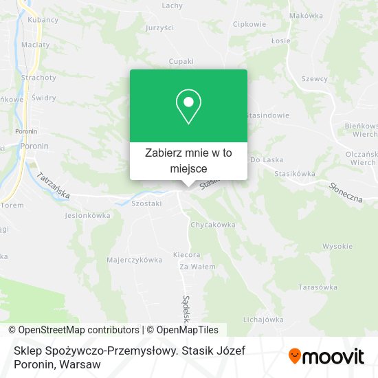 Mapa Sklep Spożywczo-Przemysłowy. Stasik Józef Poronin