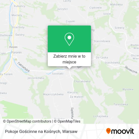 Mapa Pokoje Gościnne na Kośnych