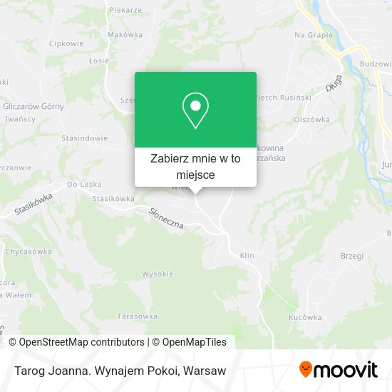 Mapa Tarog Joanna. Wynajem Pokoi