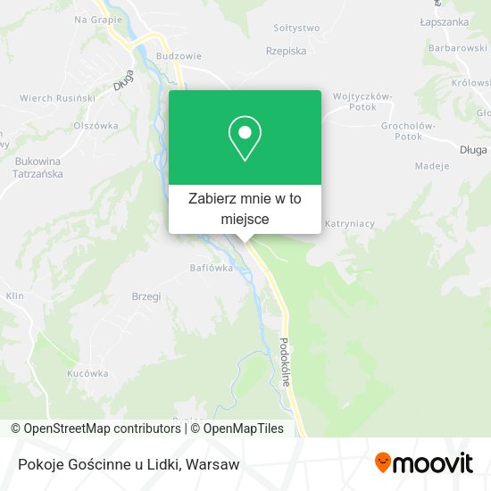 Mapa Pokoje Gościnne u Lidki