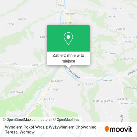 Mapa Wynajem Pokoi Wraz z Wyżywieniem Chowaniec Teresa