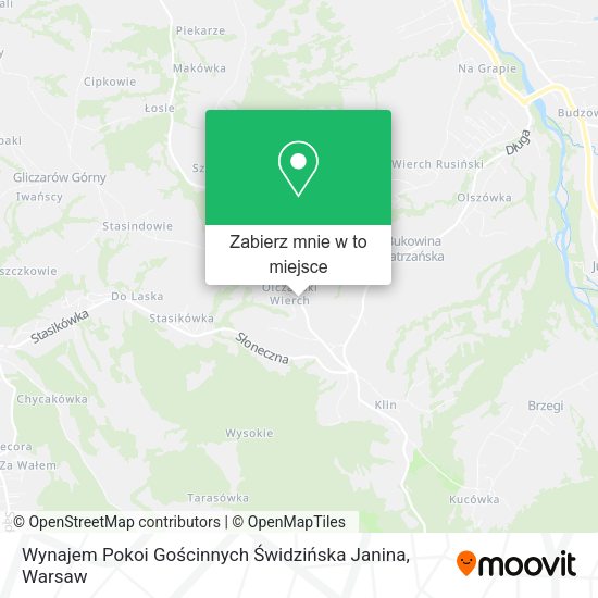 Mapa Wynajem Pokoi Gościnnych Świdzińska Janina