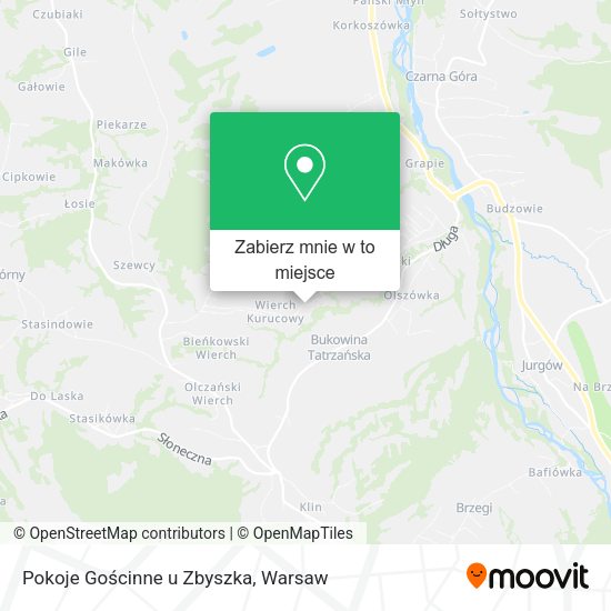 Mapa Pokoje Gościnne u Zbyszka