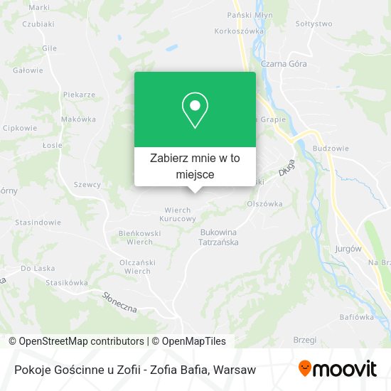 Mapa Pokoje Gościnne u Zofii - Zofia Bafia