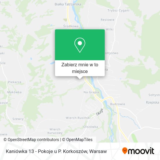 Mapa Kaniówka 13 - Pokoje u P. Korkoszów