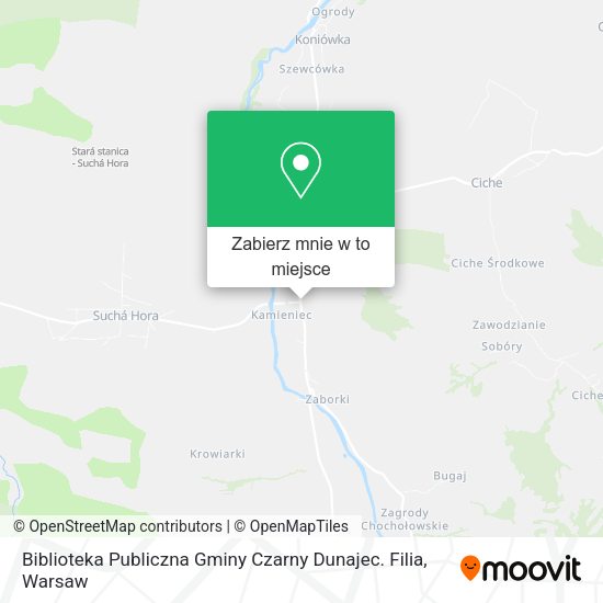 Mapa Biblioteka Publiczna Gminy Czarny Dunajec. Filia