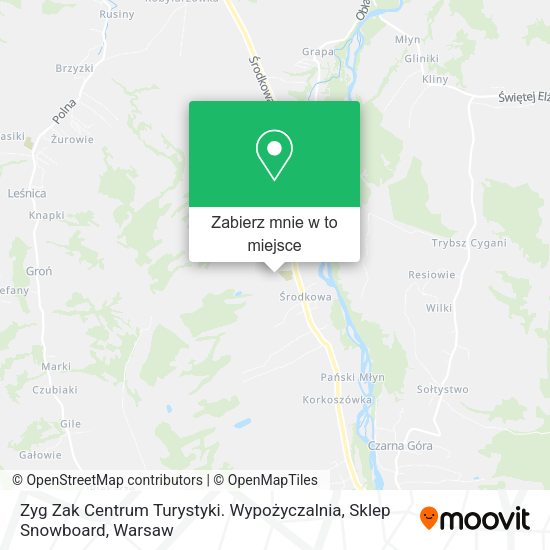 Mapa Zyg Zak Centrum Turystyki. Wypożyczalnia, Sklep Snowboard