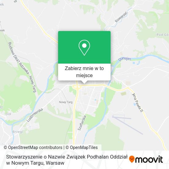 Mapa Stowarzyszenie o Nazwie Związek Podhalan Oddział w Nowym Targu